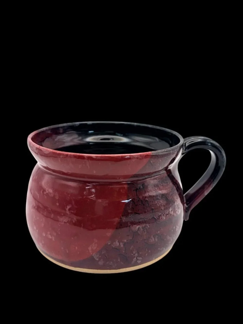 Callicutt Pottery Signed Artisan Soup Mug Bowl Red Black Studio Pottery 16 oz